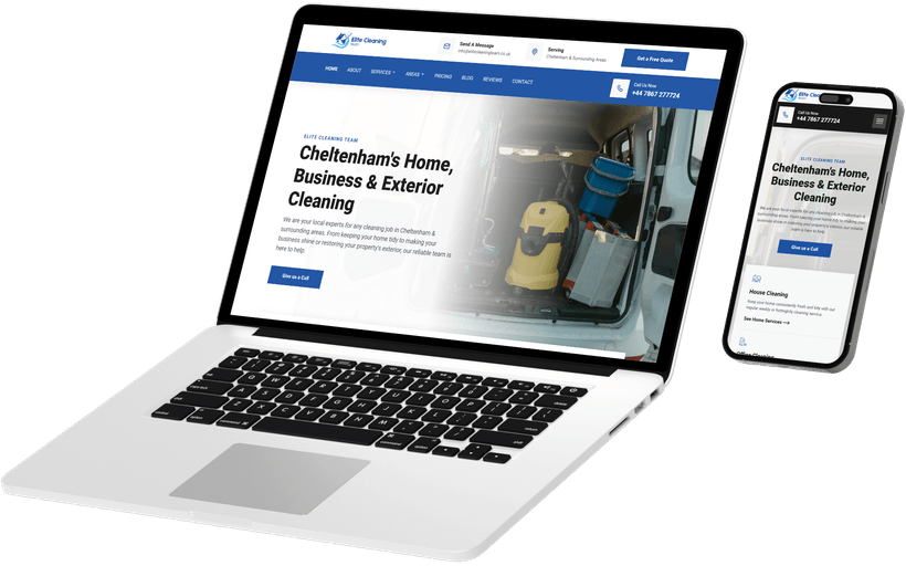 EliteCleaningTeam.co.uk cleaning services website mockup